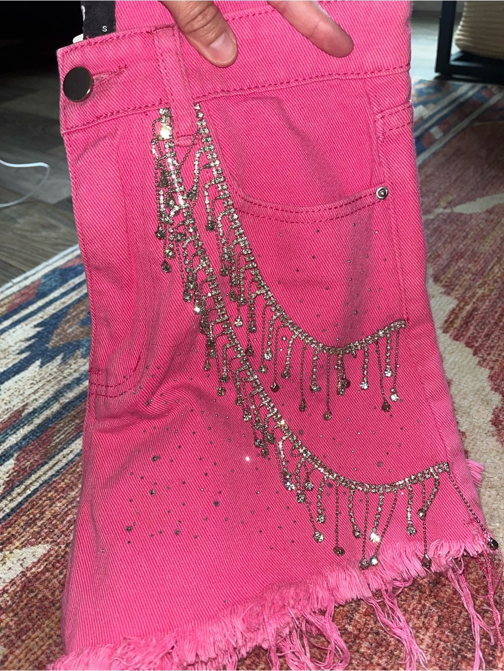 Blue B Hot Pink Embellished Denim Shorts - Picture 9 of 9